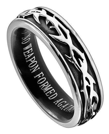 Crown of Thorns Isaiah 54:17 Bible Verse Ring, Stainless Steel – North ...