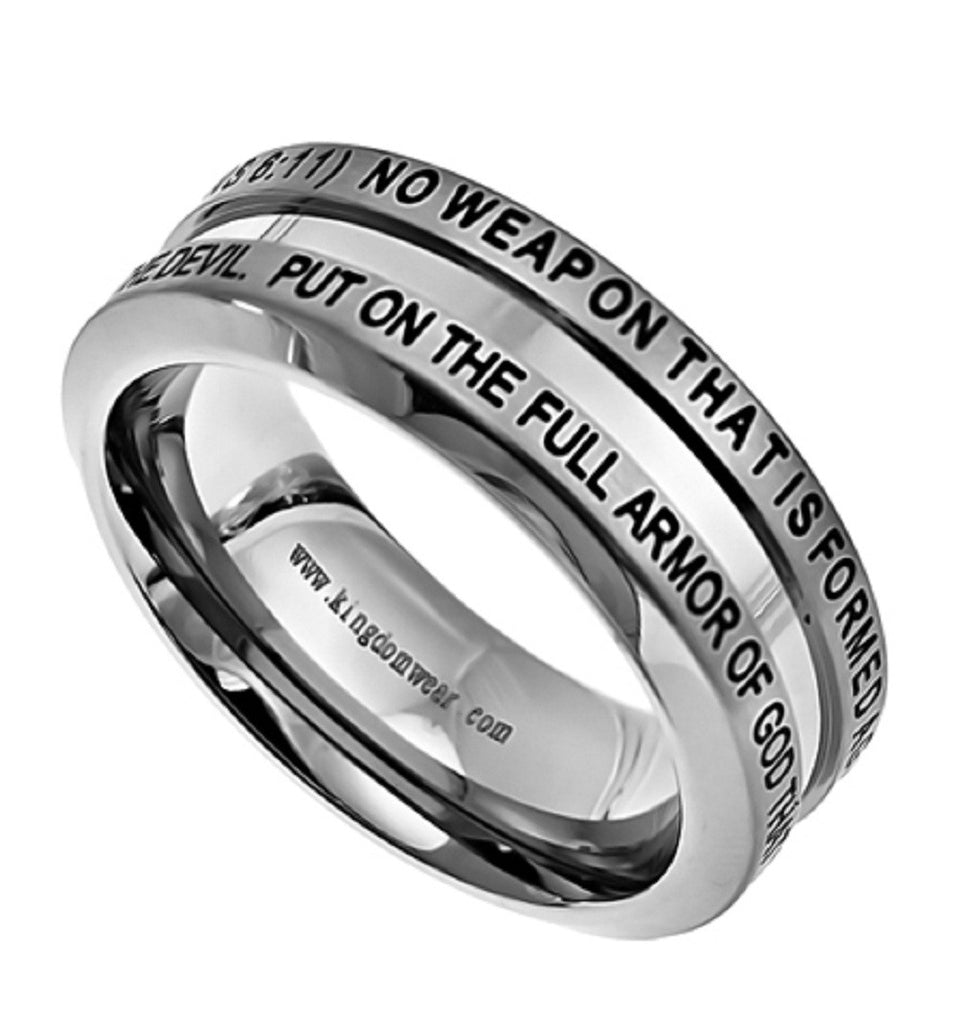 Isaiah 54:17 Ring, NO WEAPON Christian Bible Verse, Stainless Steel Th ...