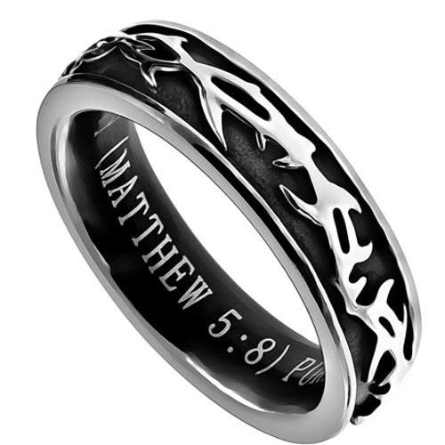 Crown of Thorns Purity Ring for Girls, Stainless Steel with Bible Vers ...