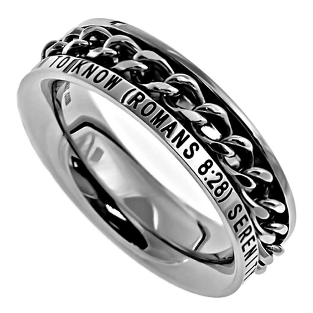 SERENITY Romans 8:28 Christian Women Chain Ring, Stainless Steel ...