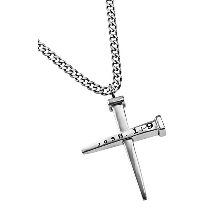 Nail Cross Necklace Bible Verse Joshua 1:9 Courage Jewelry, Stainless ...