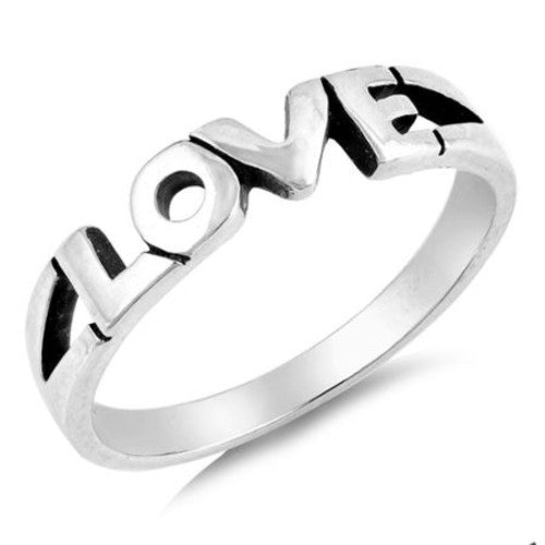 silver ring that says love