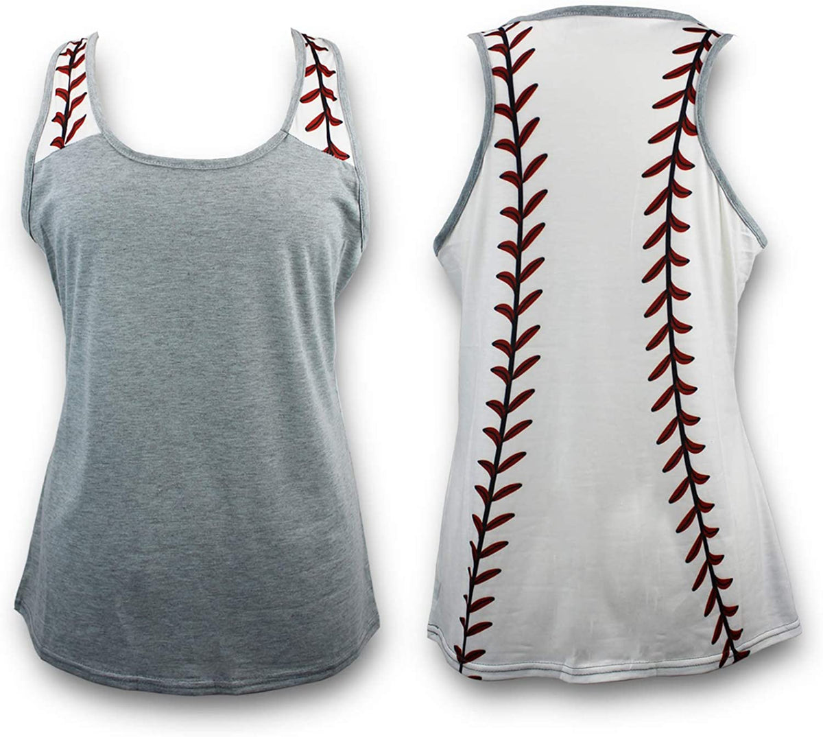 Baseball Tank Top for Mom Fans Sports Games Gifts Teen Women (Grey, La ...