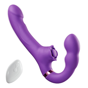 Paradise - 10 Modes of Tapping & Vibrating Stimulation, Strapless Design, Double-ended Remote Control Dildo - Pumpy Joy