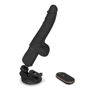 5.5 inch Heating Vibrating Black Dildo with Strong Suction Cup - Pumpy Joy