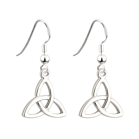 Solvar Rhodium Celtic Trinity Drop Earrings