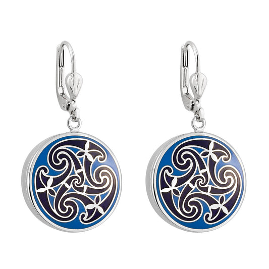 Book of Kells Blue Triskele Earrings