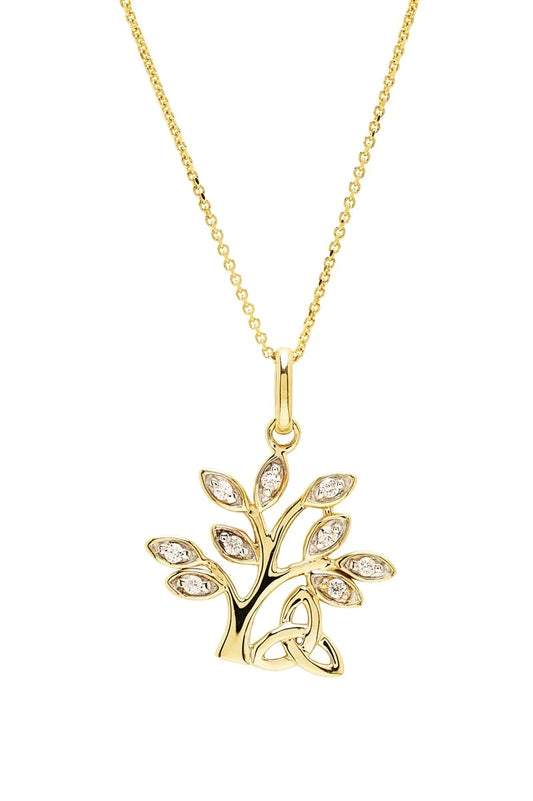 14kt Gold Lab Diamond Tree of Life Necklace