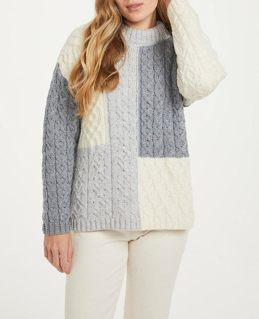 Merino Supersoft Wool Patchwork Crew Sweater