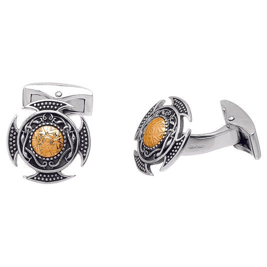 Boru Warrior Cufflinks Sterling Silver with 18K Bead