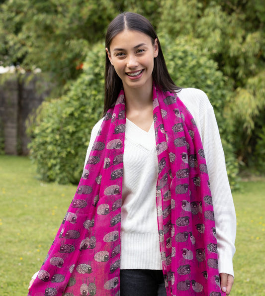 Erin Knitwear Sketched Sheep Scarf - Pink