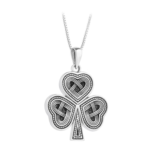 Solvar Sterling Silver Oxidized Celtic Shamrock Necklace