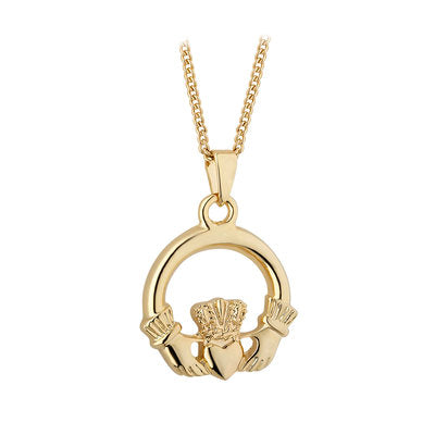 Gold Plated Medium Claddagh Pendant