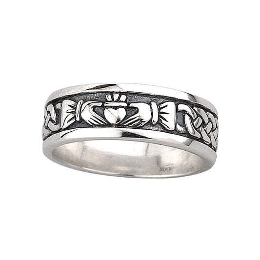 Solvar Sterling Men's Claddagh Celtic Knot Band S2828