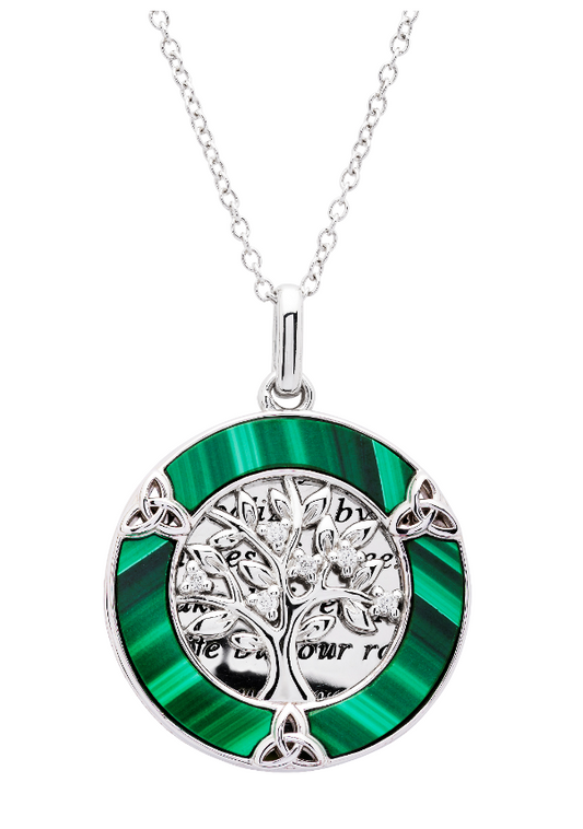 ShanOre Malachite Tree of Life Script Necklace