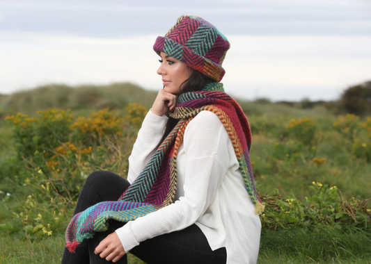 Branigan Weavers Scarf in Multi Light Green