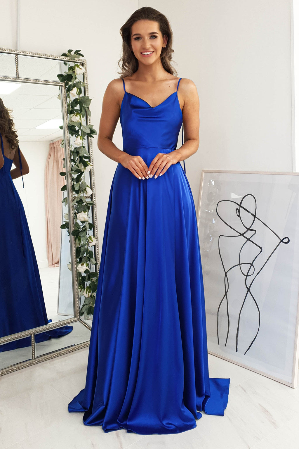 Anna Cowl Neckline Gown | Royal Blue