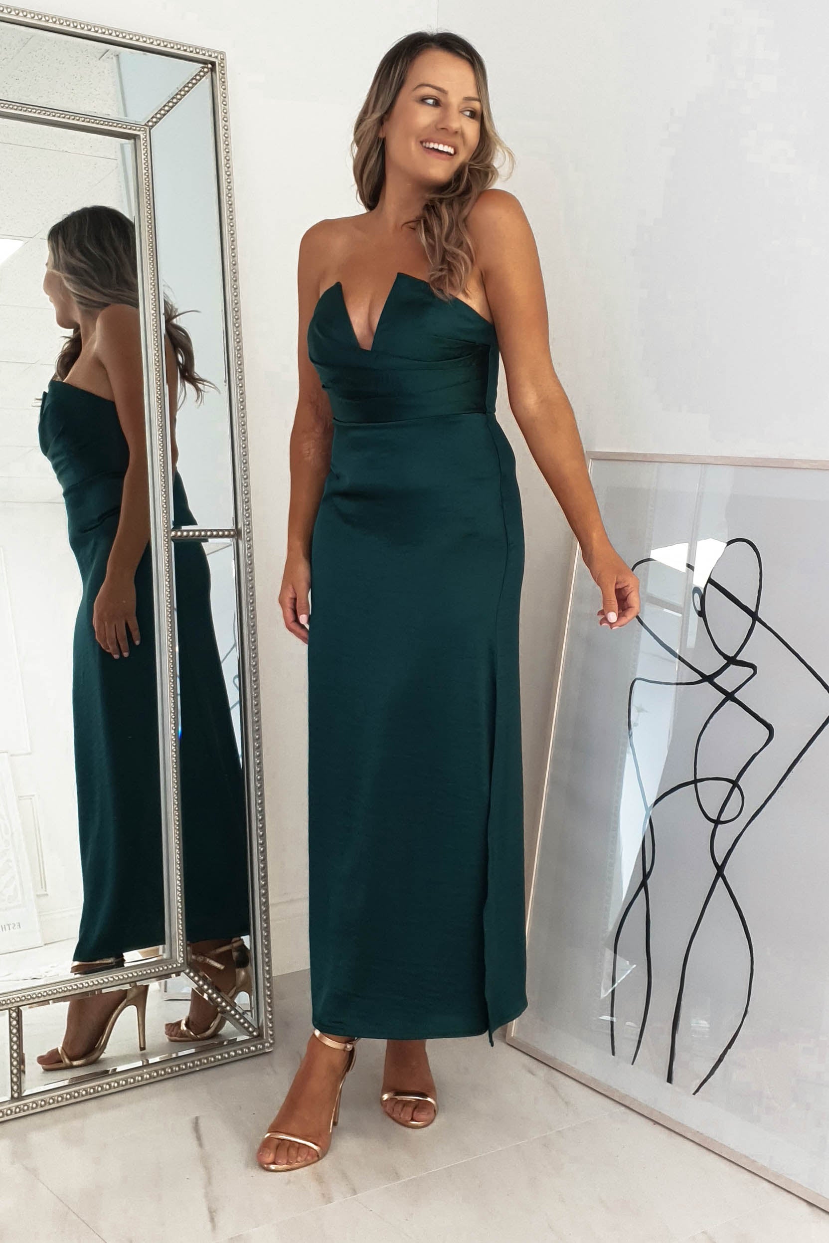 Maleri Satin Midi Dress