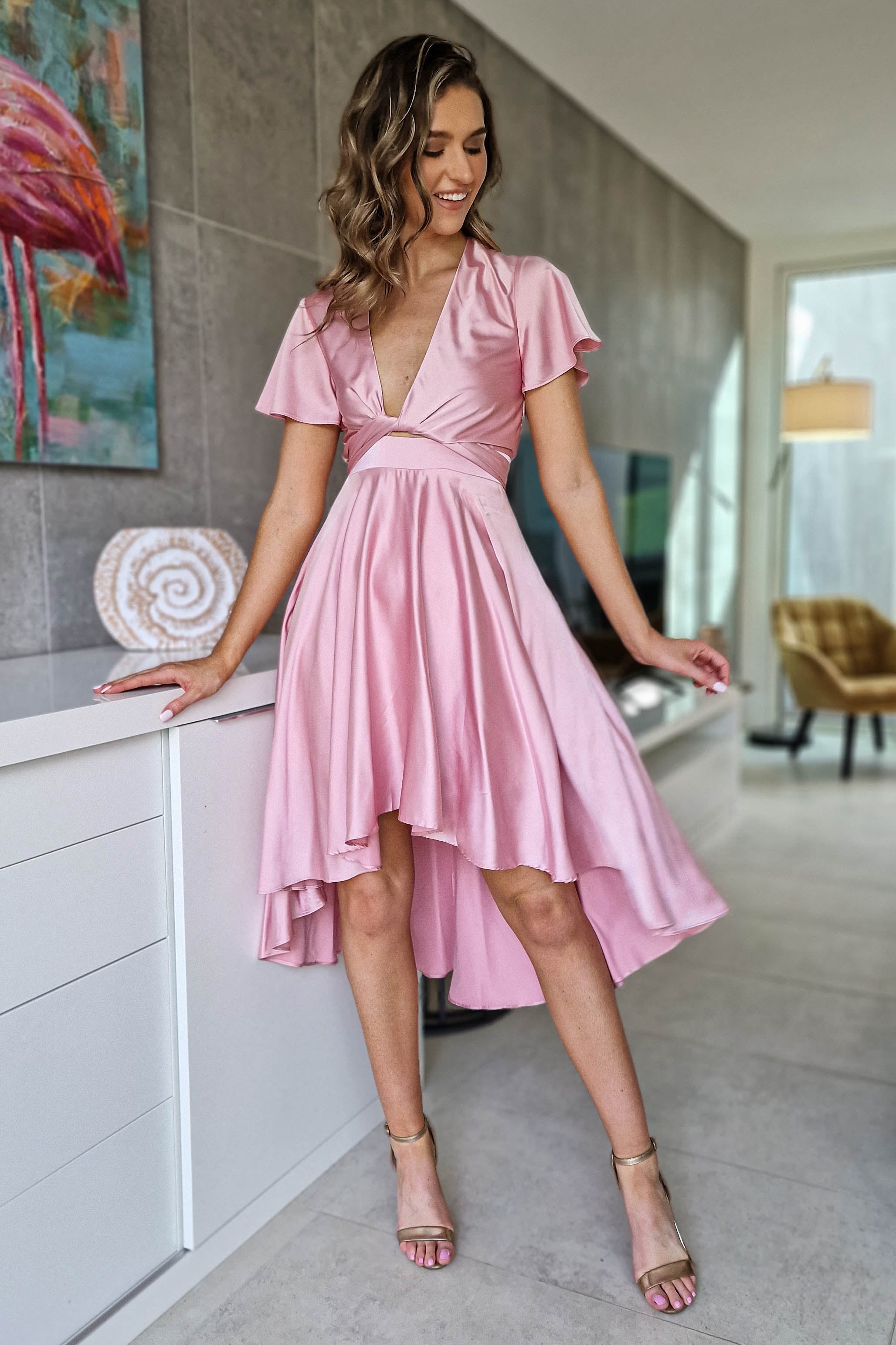Tassie Midi Bodycon Dress, Pink