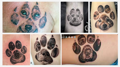 Dog Portrait in a Paw Print Tattoo