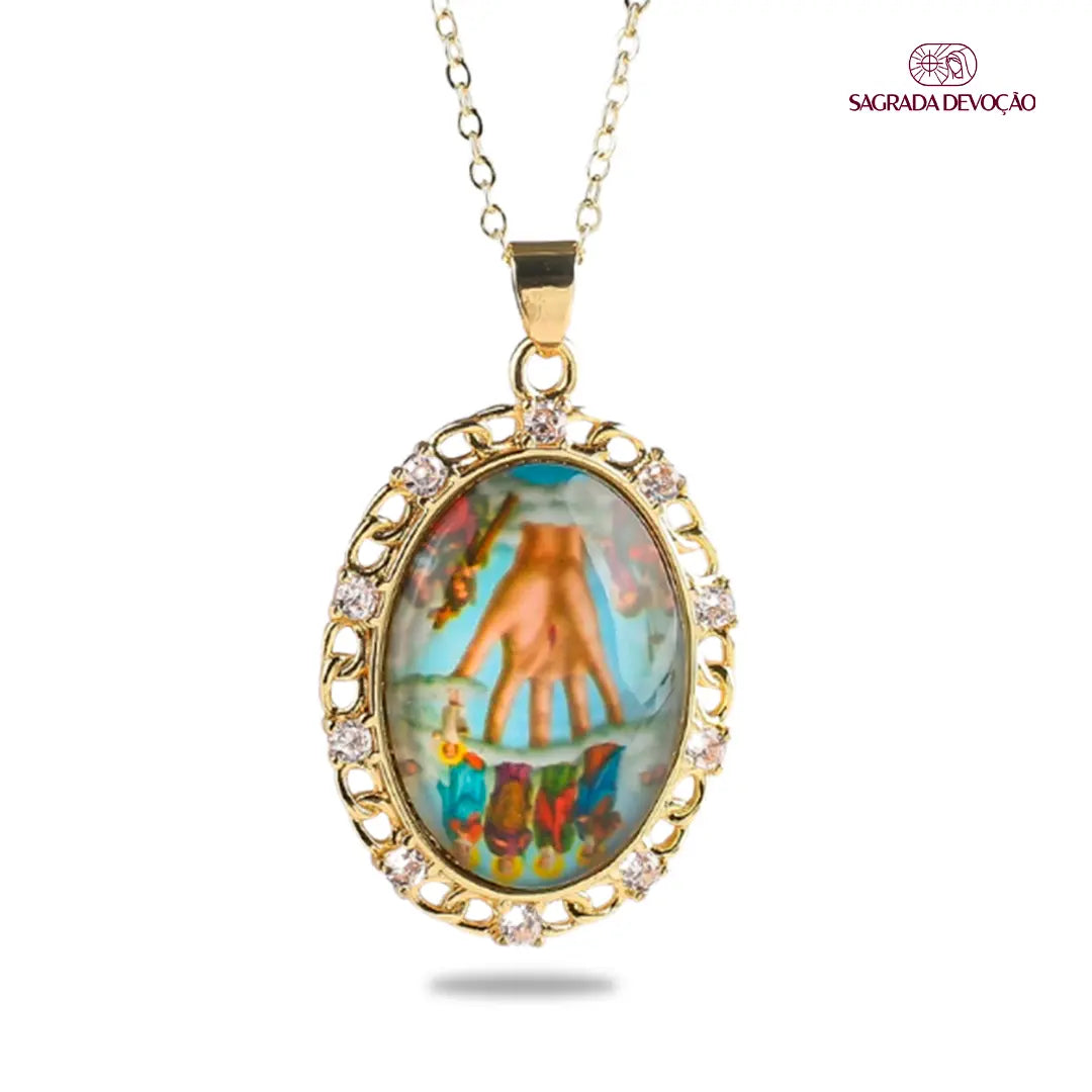 Colar Religioso de Zircônias em Ouro 14K 14