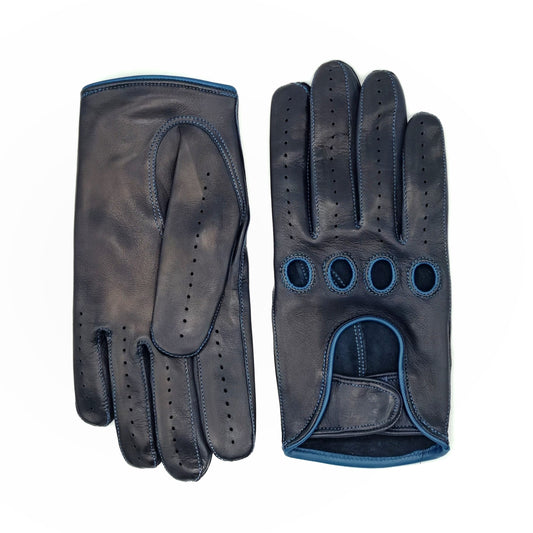 Guanti da uomo da guida mezze dita in nappa colore marrone con chiusur –  Gala Gloves