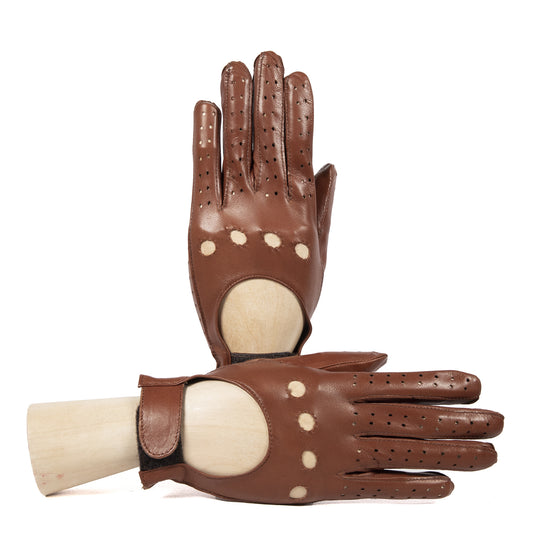 Guanti da donna sfoderati in pelle nappa colore noce con chiusura in v – Gala  Gloves