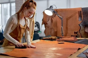 women cleaning genuine leather