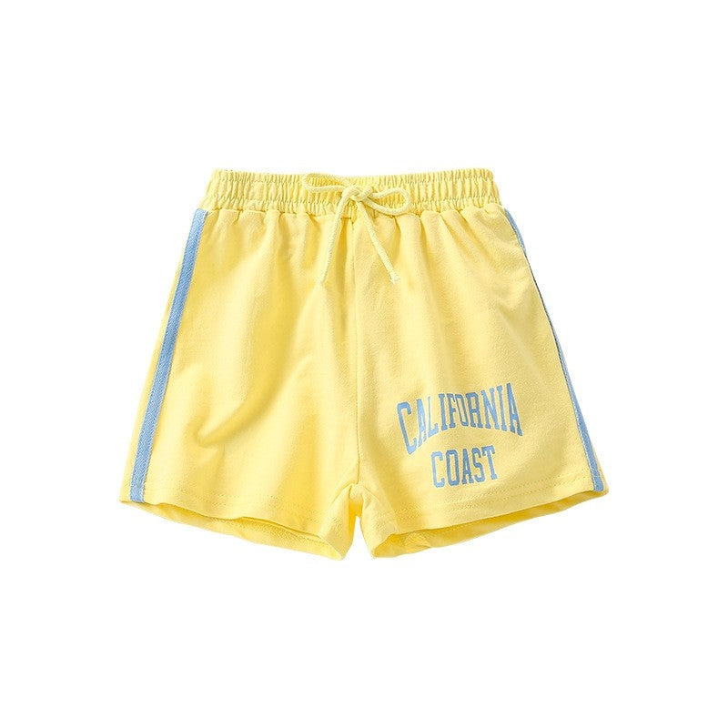 Elastic Waist Children's Casual Pants With Printed Pattern