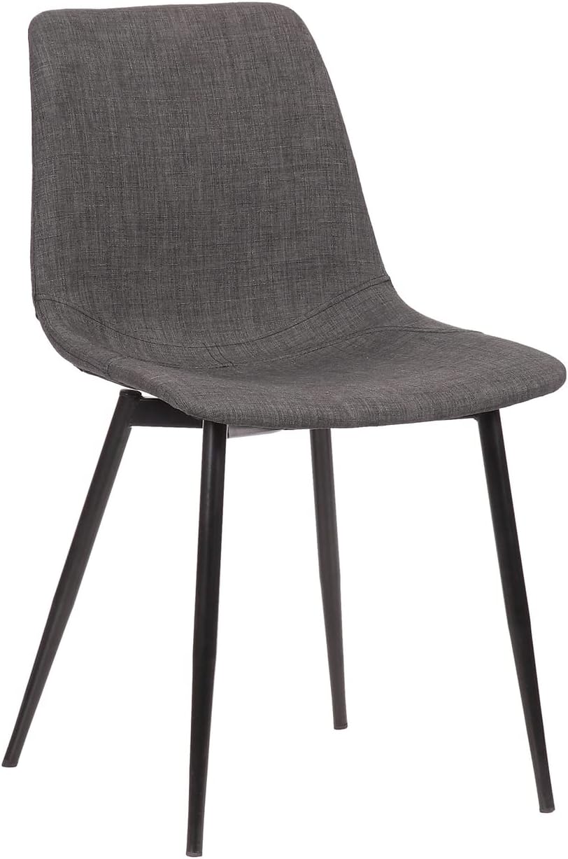 Monte Contemporary Dining Chair in Charcoal Faux Leather with Black Powder Coated Metal Legs