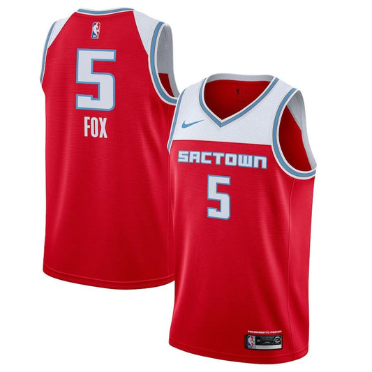 De'Aaron Fox Signed Sacramento Red City Edition Basketball Jersey (Bec — RSA