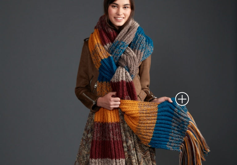 Intermediate Marl Stripe Knit Super Scarf