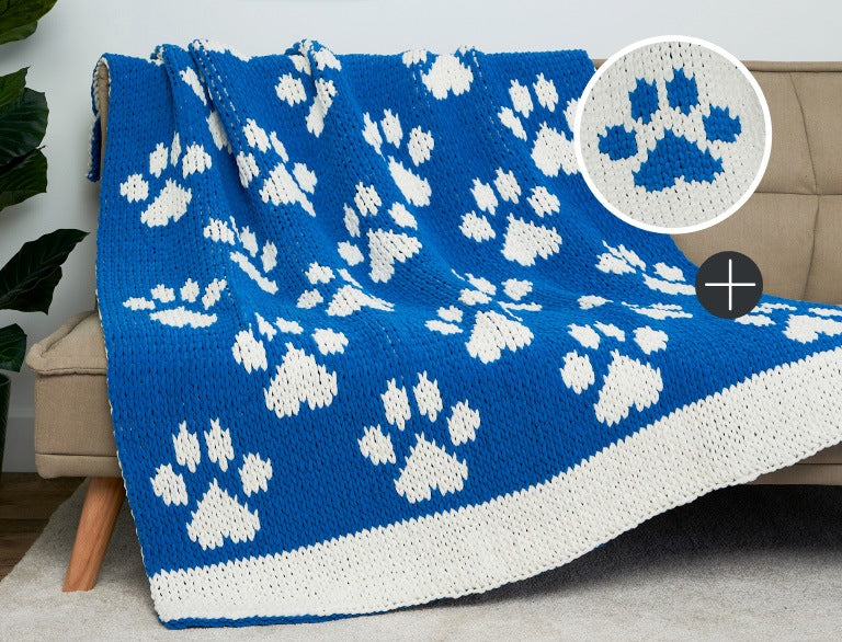 image of Bernat EZ Graph It Paw Print Blanket