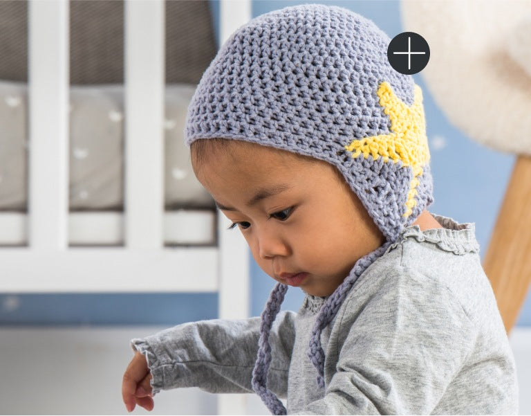 Easy Bernat Crochet Star Baby Earflap Hat
