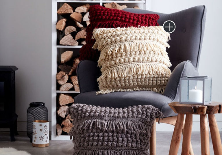 Easy Tassel and Texture Crochet Pillow