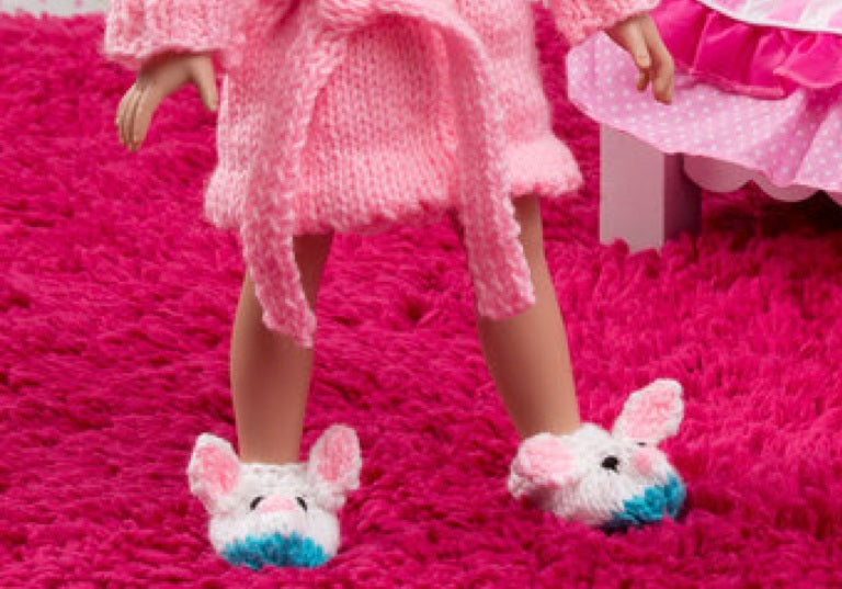 Intermediate Knit Doll Robe and Bunny Slippers