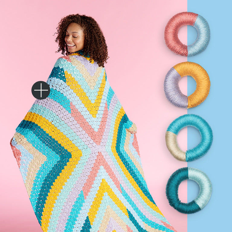 image of Caron X Marks The Spot Mitred Crochet Blanket 