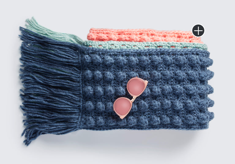 Easy Crochet Color Block Bobble Scarf