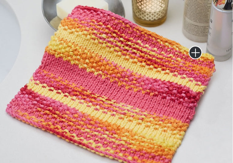 Easy Textured Stripes Knit Washcloth
