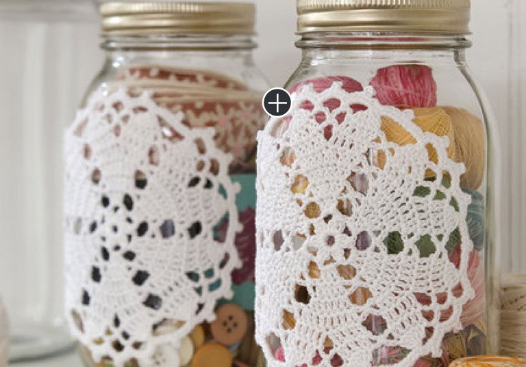 Easy Crochet Hearts Desire Doily-ed Jars