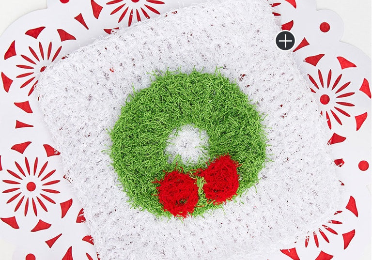 Easy Crochet Christmas Wreath Dishcloth