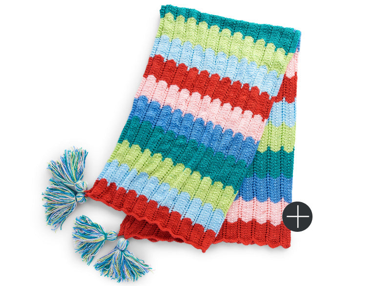 image of Caron Vibrant Ripples Knit Blanket
