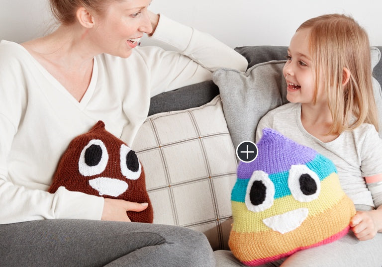 Easy Poop Emoji Knit Pillows
