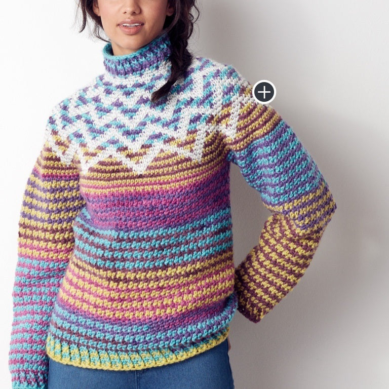 Practice your skills with this classic colowork yoke crochet sweater. This  easy crochet pattern fe…