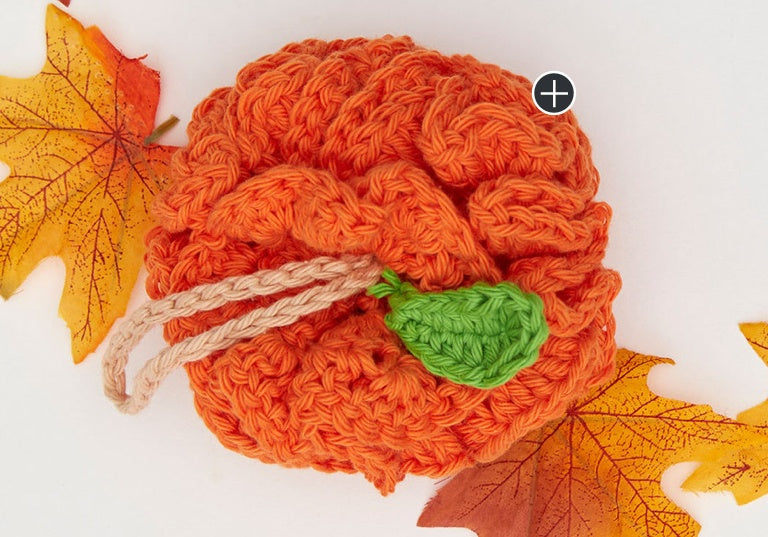 Easy Crochet Pumpkin Pouf Scrubby