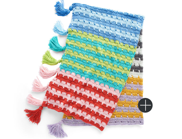 image of Caron Crochet Disrupted Stripes Blanket Pattern