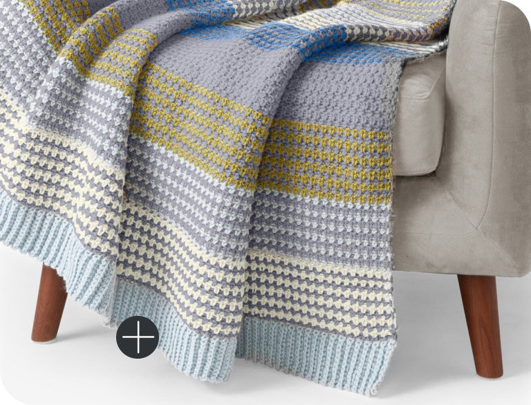 image of Patons Moss Stitch Striped Crochet Blanket