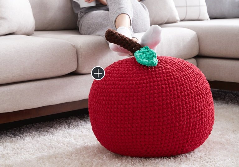Easy Apple A Day Crochet Pouf