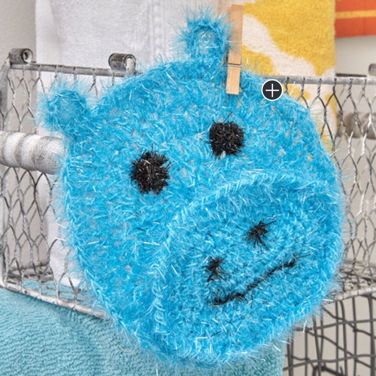 Easy Happy Hippo Crochet Face Scrubby