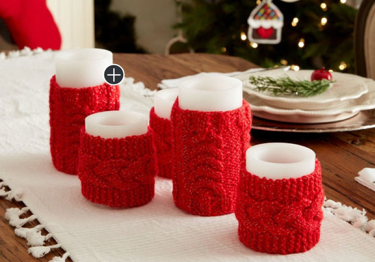Intermediate Knit Cable Candle Cozies